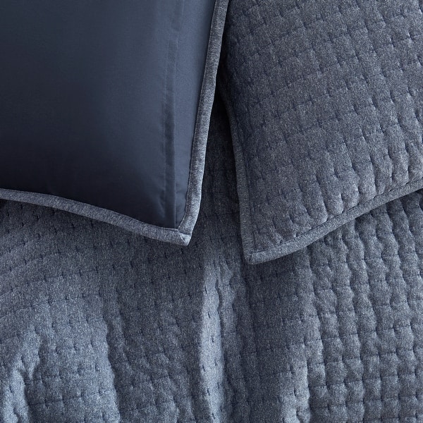 Beaute Living 3-Piece Cotton Reversible Navy Blue Quilt Set - Queen