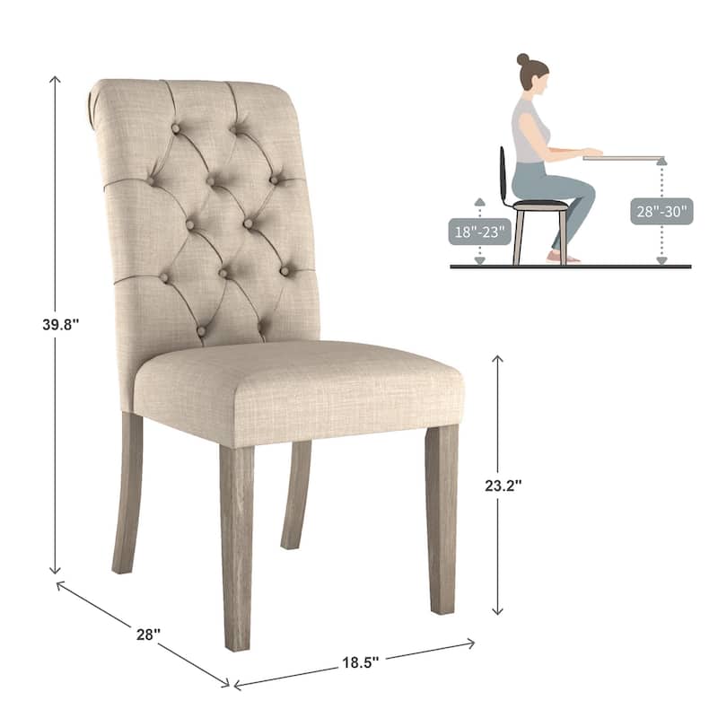 Benchwright Linen Tufted Dining Chair with Grey Finish Legs (Set of 2) by iNSPIRE Q Artisan