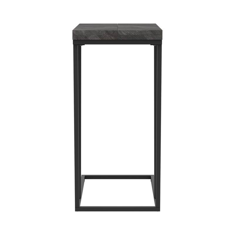 18 in. Gray and Black Rectangle Wood End Table, Sturdy Build End Side Table for Living Rooms