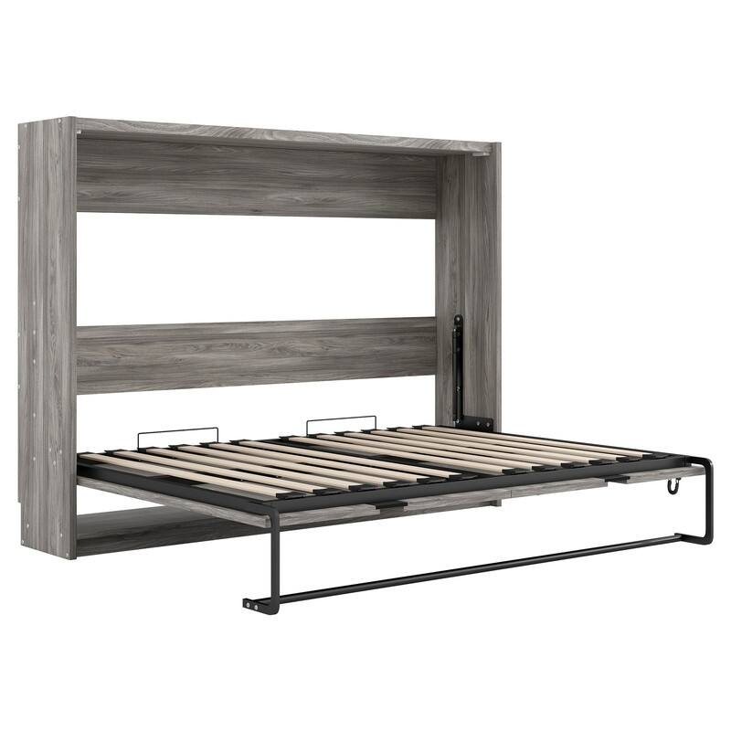 Twin Size Storage Murphy Bed with 2-Tier Shelf, 3 Drawers and LED Light, Full Size Folding Bed Frame Optional