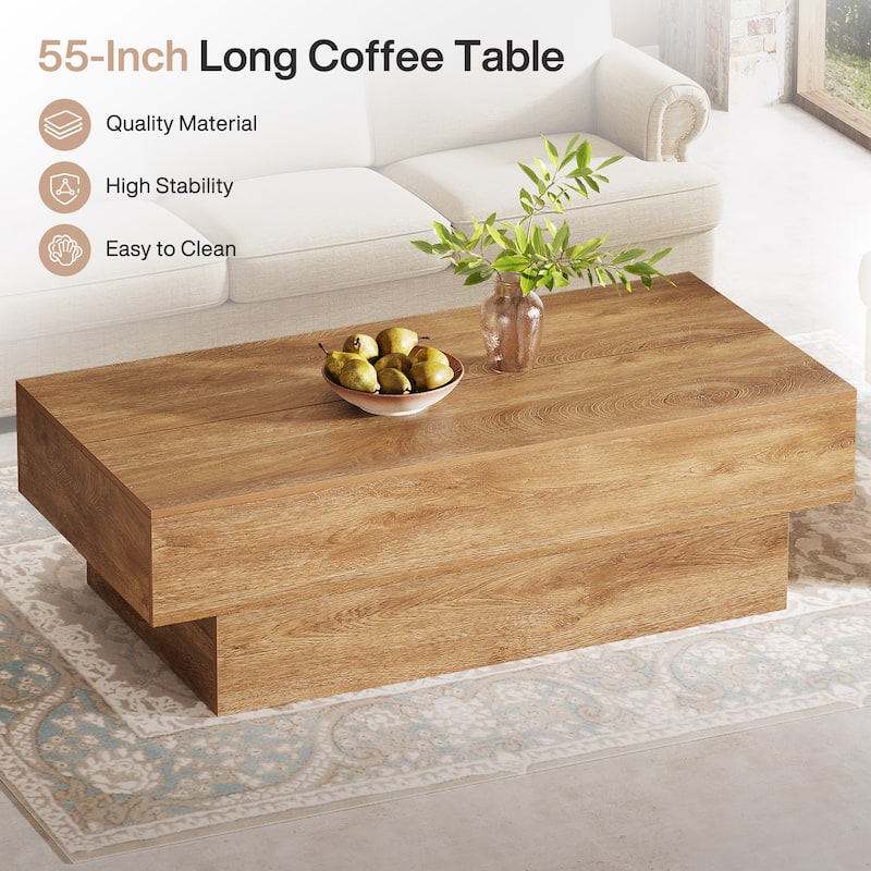 55-Inch Wooden Coffee Tea Center Table for Living Room
