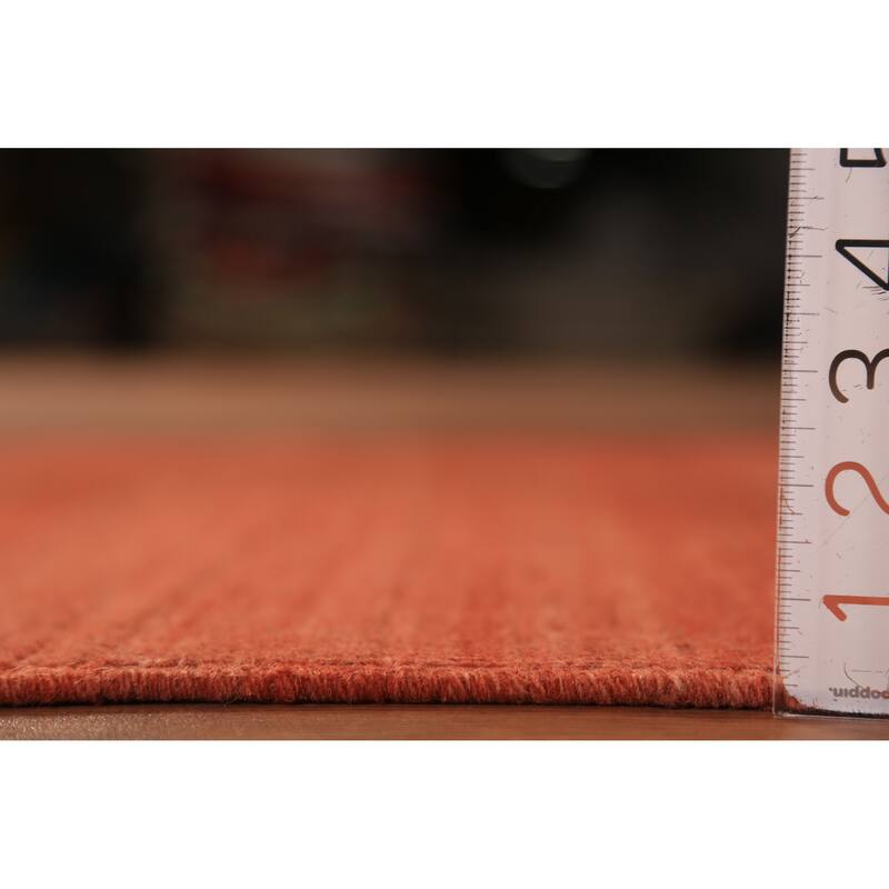 Stripe Orange Gabbeh Modern Rug Handmade Wool Carpet - 3'5" x 4'10"