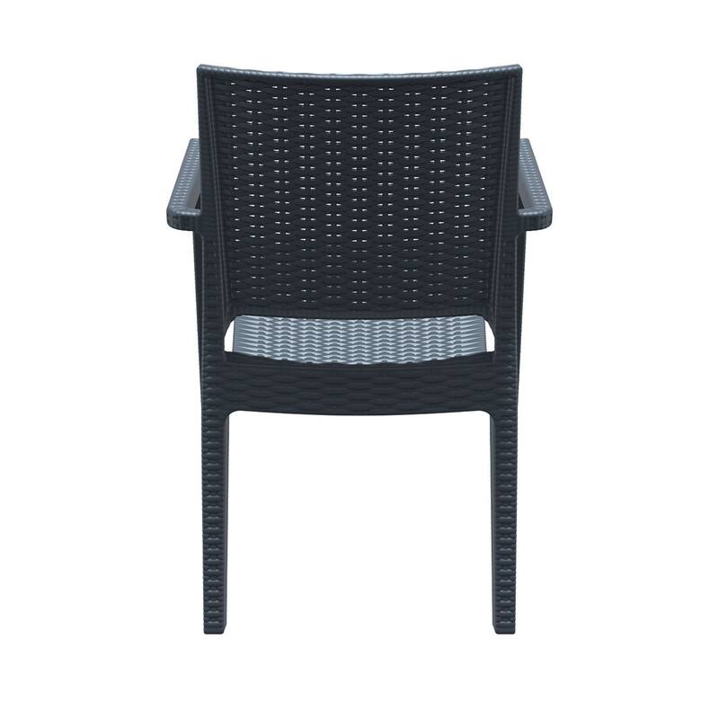 34" Gray Wickerlook Patio Stackable Dining Chair