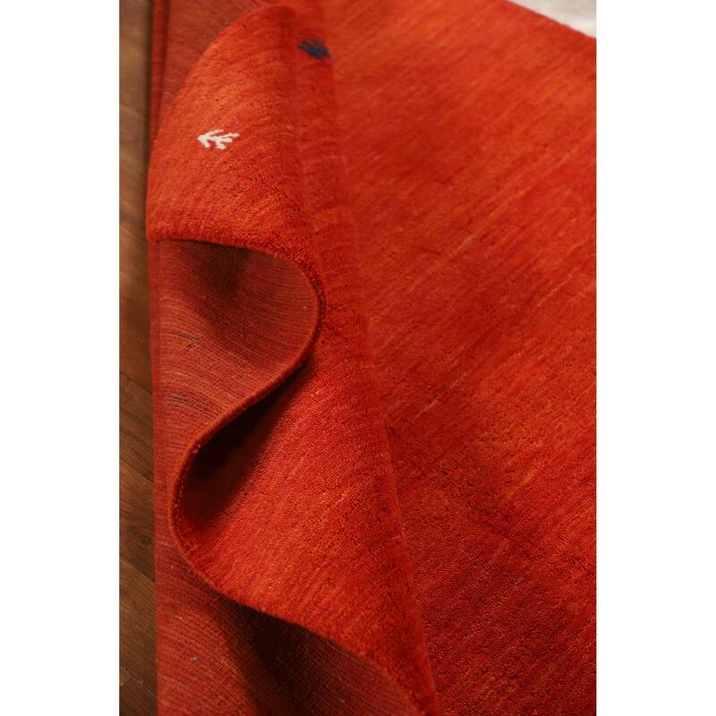 Hand Knotted Oriental 100% Wool Carpet Tribal Animal Pictorial Oranges & Rust Gabbeh Area Rug - 6' 7'' X 4' 7''