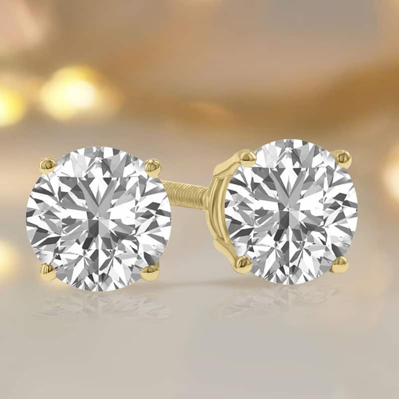 Marquee Lab Grown 2 Carat Total Weight Diamond Solitaire Earrings in 14K Yellow Gold