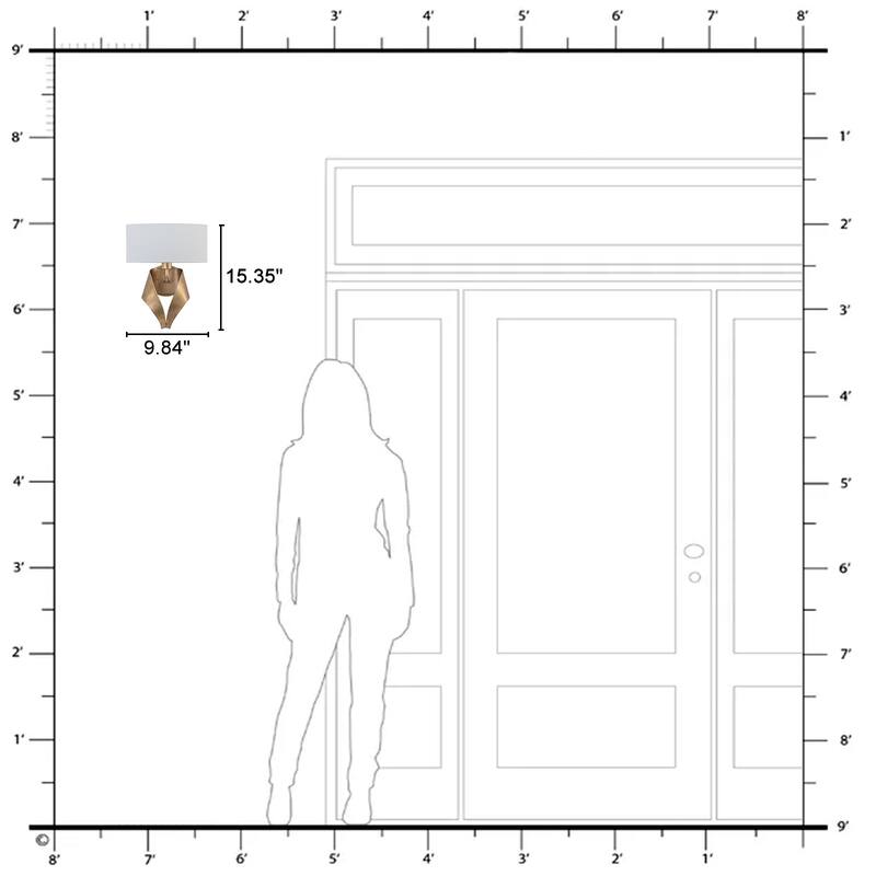 1-Light Half-Round Open Fabric Shade Metal Frame Wall Sconce Modern