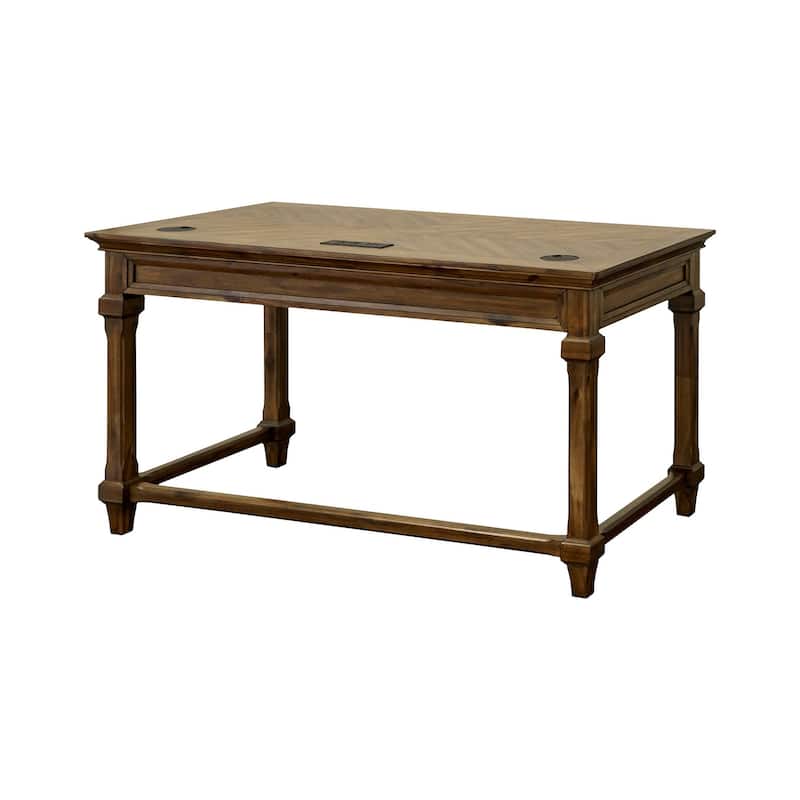 Traditional Wood Writing Desk, Office Desk, Storage Table, Brown