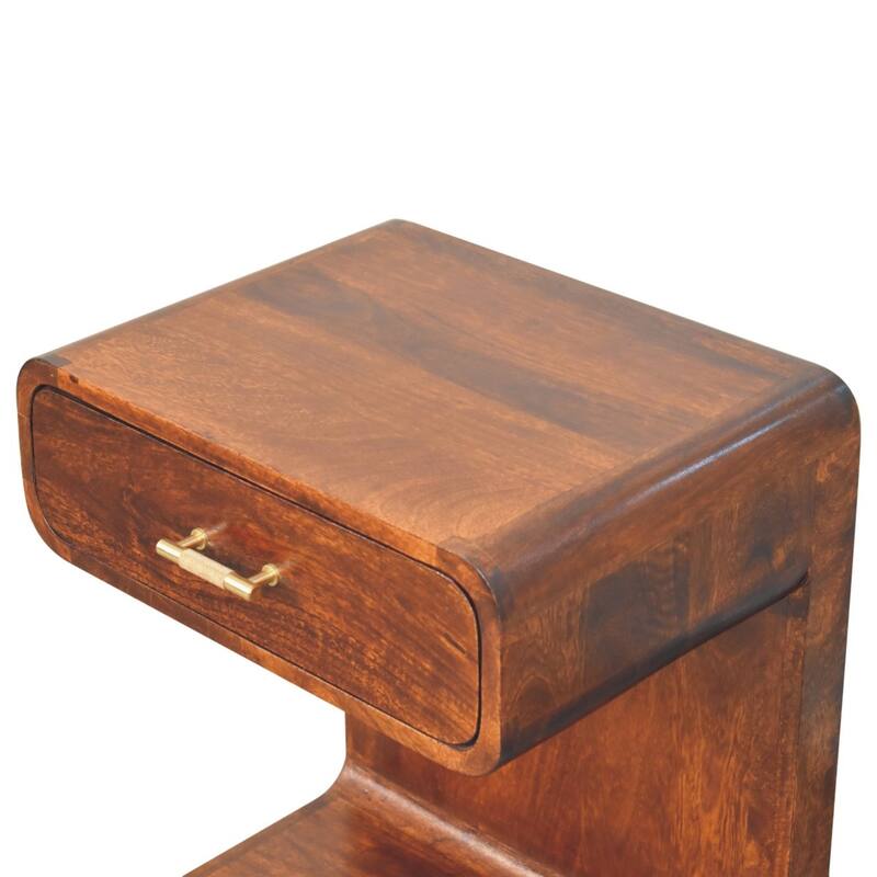 HomeRoots 22" Chestnut Solid Wood One Drawer Nightstand With Floor Shelf