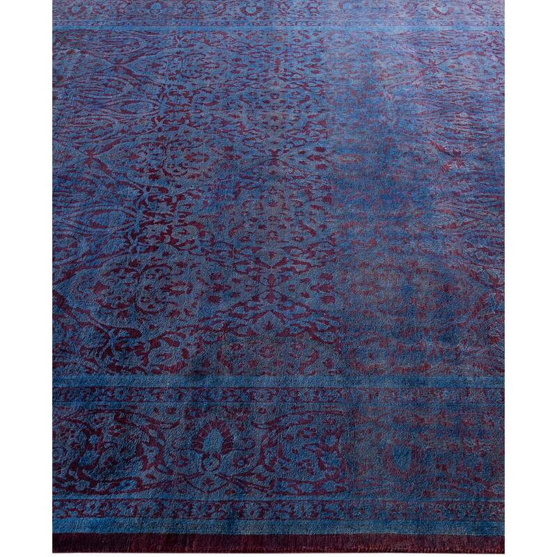 Overdyed One-of-a-Kind Hand-Knotted Square Area Rug - Blue - 5' 10" x 6' 2"