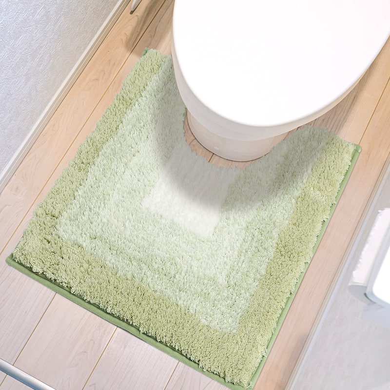 Soft and Absorbent Bathroom Rug Non-Slip Plush Shaggy Bath Carpet U-Shaped and Rectangle Luxury Bath Mats - Green Geometry U-Shaped - 20" x 20"