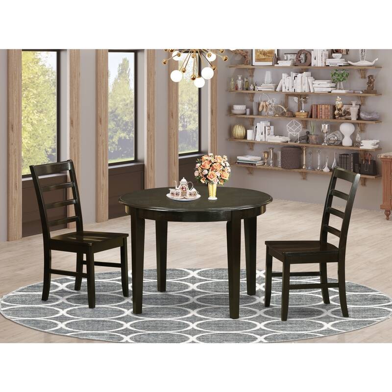 HomeStock 3-Piece Cappuccino Finish Solid Wood Top Dining Table Set