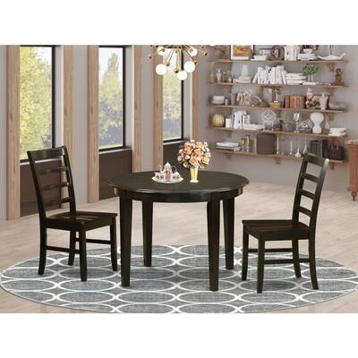 HomeStock 3-Piece Cappuccino Finish Solid Wood Top Dining Table Set