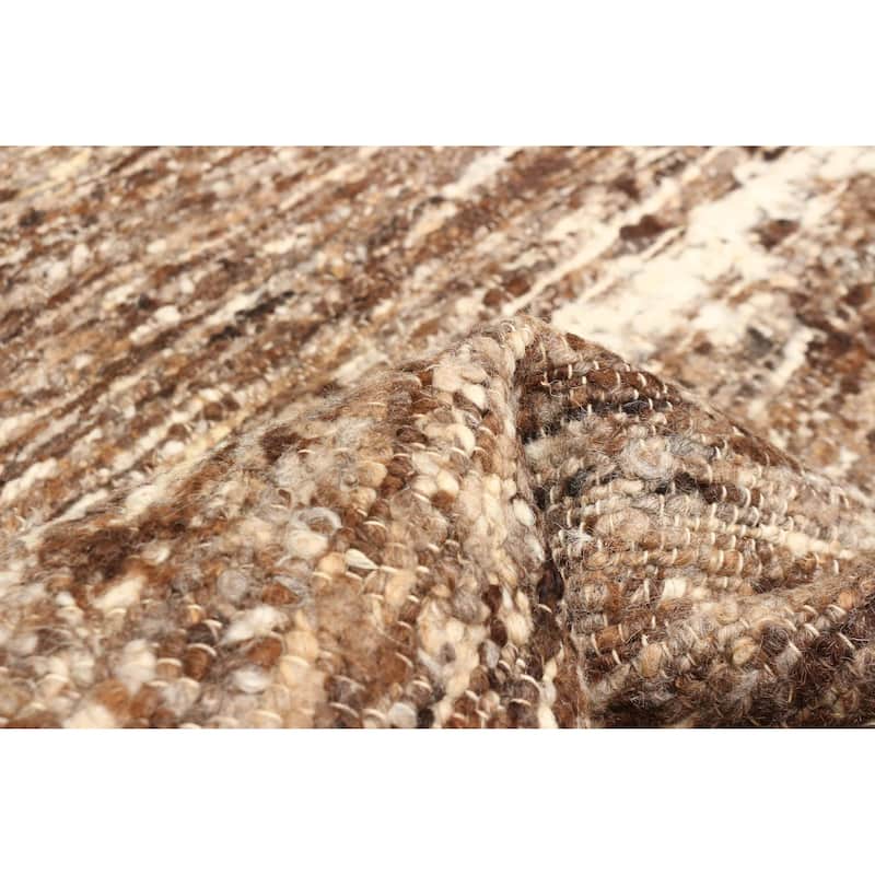 ECARPETGALLERY Braid weave Sienna Brown Wool Rug - 5'5 x 8'0