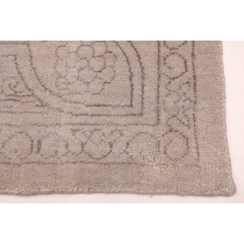 ECARPETGALLERY Hand Loomed Elysian Grey Viscose, Wool Rug - 6'8 x 9'8