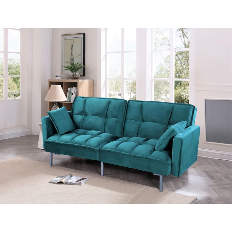 Bernal 75.6"W Velvet Futon Sofa Bed Sleeper