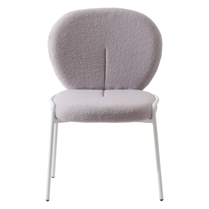 Celestial Boucle Dining Side Chair in White Iron Frame