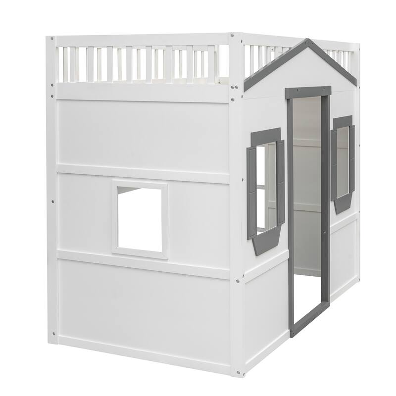 Twin Size Loft Bed with Ladder, Solid Wood Frame, Ideal for Kids and Teens