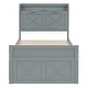 preview thumbnail 8 of 10, Twin Size Bed Frame, Storage Headboard, Outlets,Trundle,3 Drawers,Gray