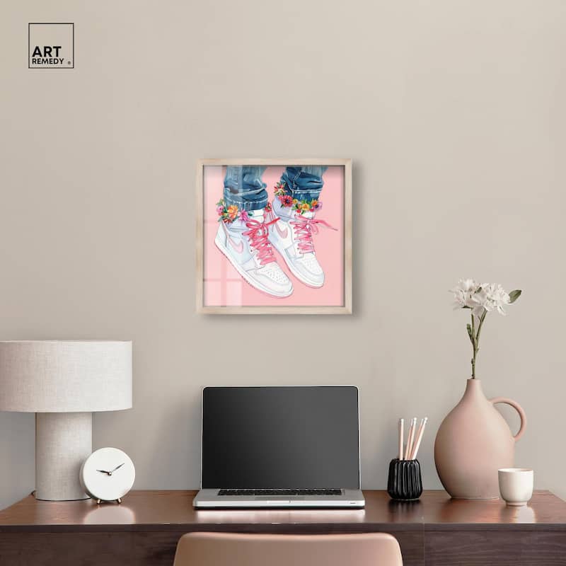 Blush Floral Bloom Sneakers Shadowbox by Art Remedy