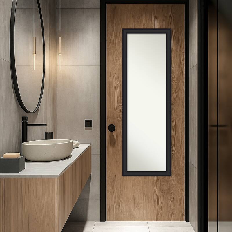 Oliver Narrow Non-Beveled Wood Framed Full-Length On the Door Mirror