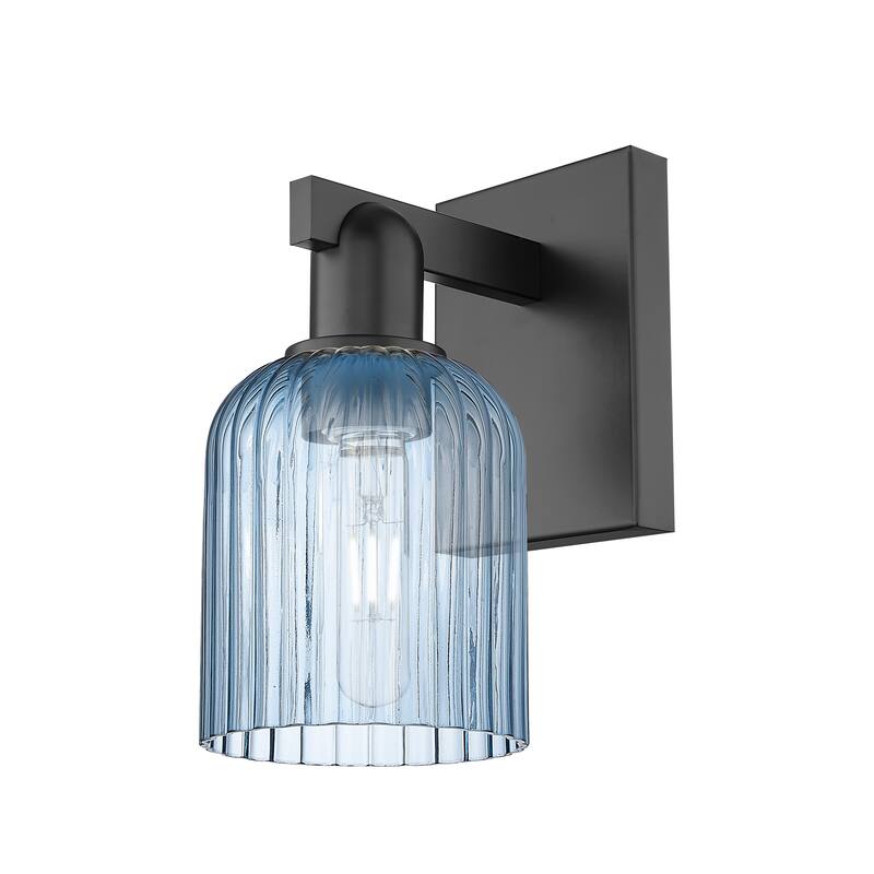Innovations Lighting Downtown Urban - Bridal Veil - 1 Light 5" Wall-Mounted Sconce - Blue/Matte Black