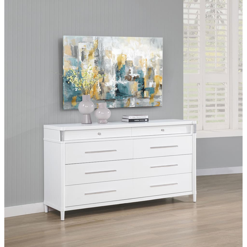 Gracemont 8-drawer Bedroom Dresser with Mirror White