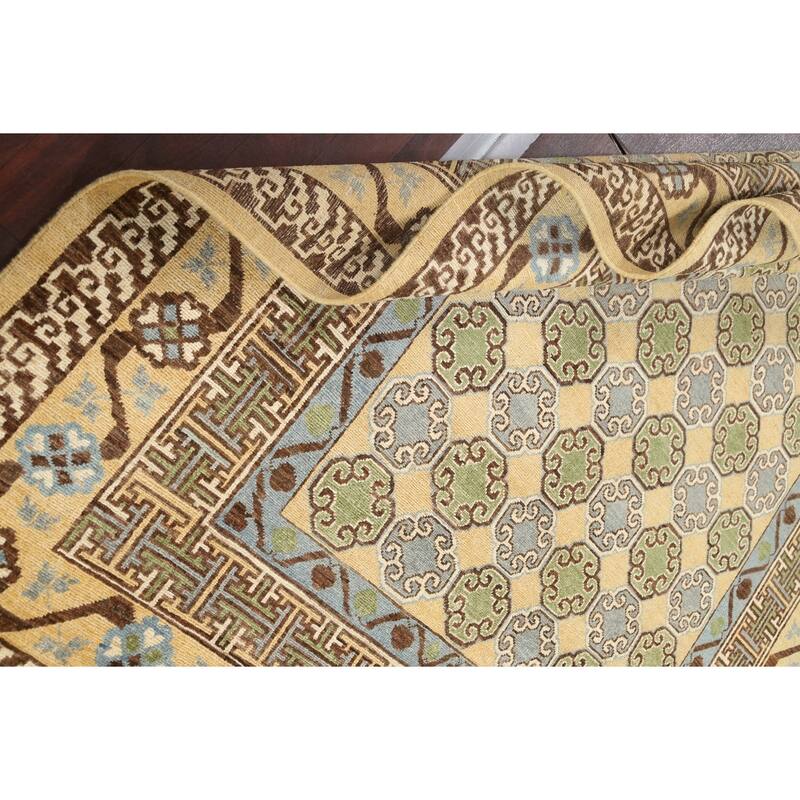Vegetable Dye Khotan Oriental Wool Area Rug Hand-knotted Office Carpet - 6'4" x 9'4"