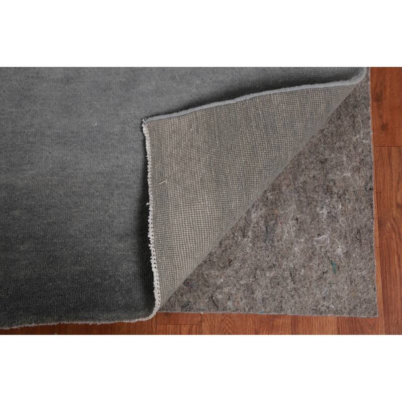 Hand Knotted Oriental 100% Wool Carpet Modern Solid Greys & Charcoal Gabbeh Area Rug - 13' 3'' X 10' 0''