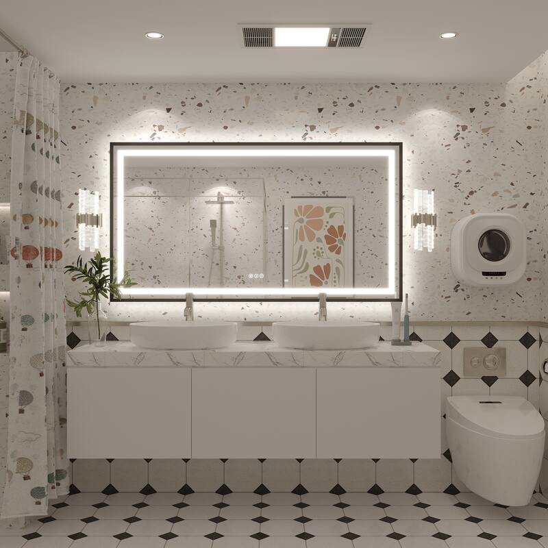 KIOTEE 24V Ultra-Bright LED Bathroom Mirror, Anti-Fog, Tempered Glass