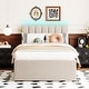 preview thumbnail 2 of 16, Teddy Fleece Twin Size Upholstered Platform Bed with Trundle, Beige
