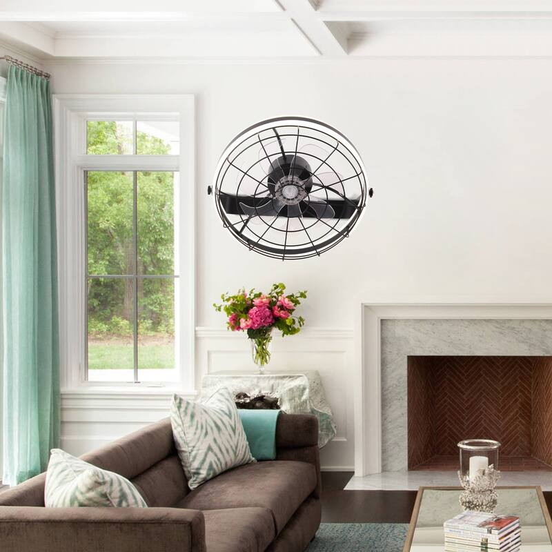 Cusp Barn 23 Inch Modern Wall Mount Fans, Oscillating Plug in Ceiling Fan with Lights, Folding Rotating Smart Fan with APP