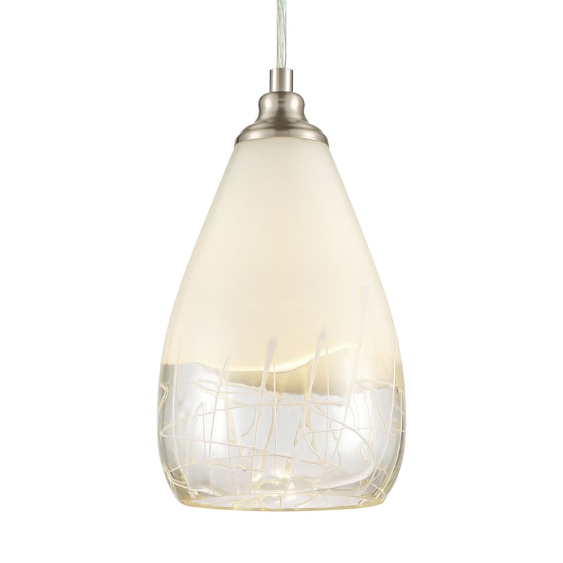 Elk Home Sugarcoat Nickel With Ivory Etched Glass 1 Light Pendant