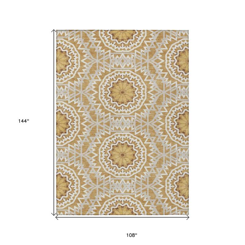 HomeRoots Floral Medallion Transitional Rectangle Outdoor Rug