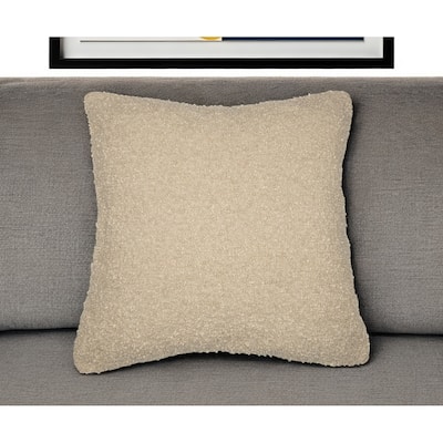 HomeRoots 24" Beige Throw Pillow With Shag