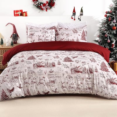 Christmas Soft Breathable Duvet Cover and Pillow Shams Set, Bedding Set