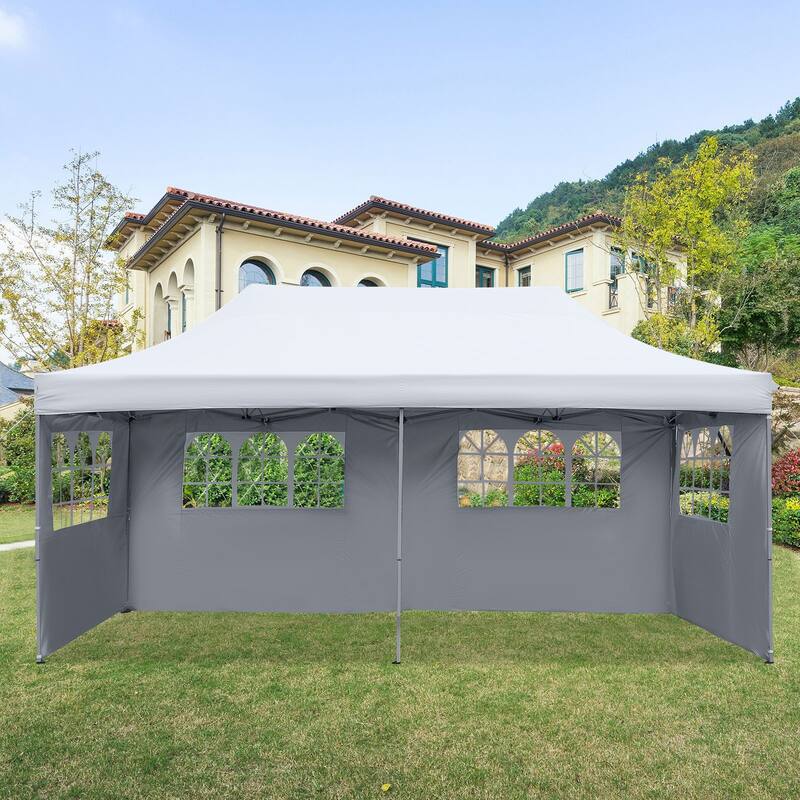 Ainfox 10x20ft Pop Up Canopy Tent Outdoor Instant Folding Canopy with 4 Sidewalls for Wedding Beach Camping