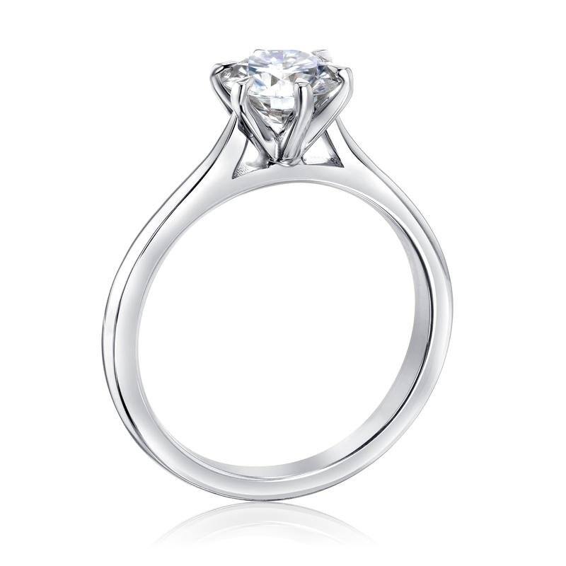 Kobelli 1 Carat Lab Grown Diamond Certified 14k Solid Gold Round Solitaire 6-Prong Tower Taper Tokyo Ring (FG/SI)