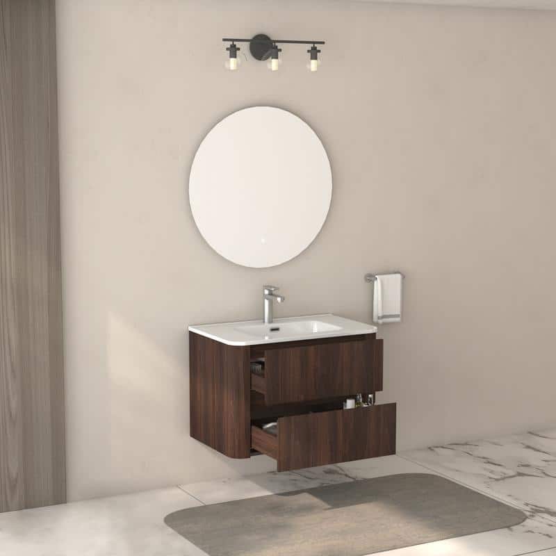 Bathroom Vanity with Sink Wall Mounted Cabinet with 2 Fluted Drawers - 30" W x 20.47" H