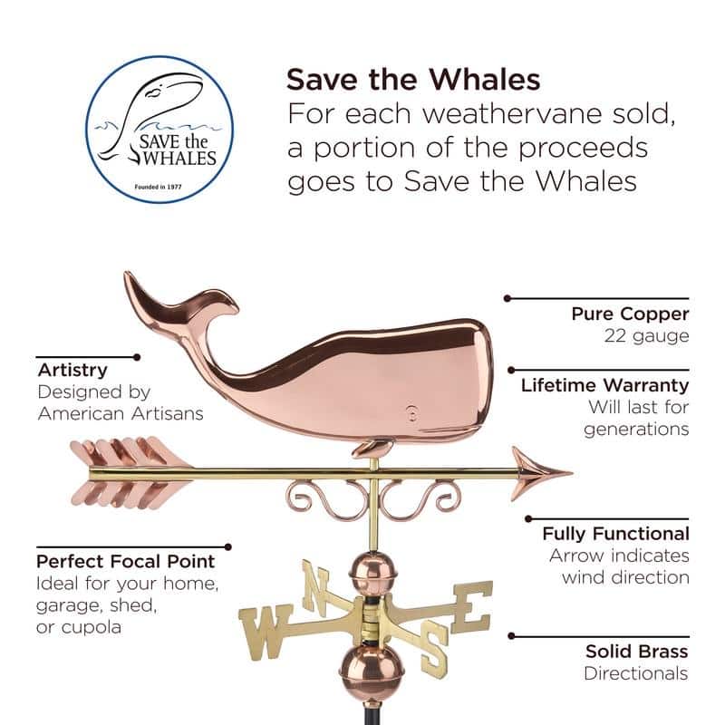 Save the Whales? Weathervane - Pure Copper by Good Directions