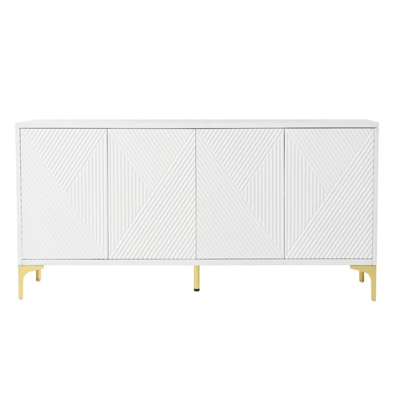 60-Inch Modern Luxury Sideboard with 4 Doors & Soft-Close Mechanism – Spacious Storage Cabinet for Living Room & Entryway‌ - White