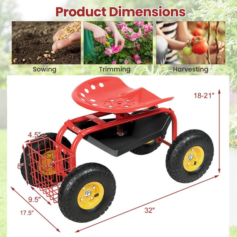 Costway Rolling Tray Gardening Planting with Work Seat Garden Cart - See Details