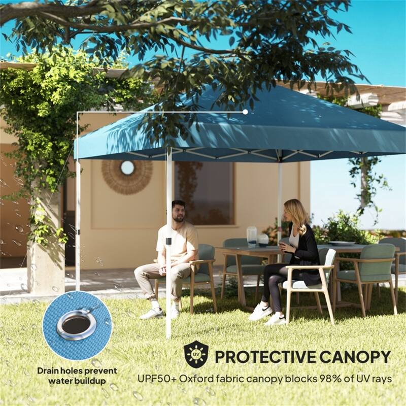 Sea Blue Metal Oxford Fabric Outdoor Canopy Tent with Removable Walls - 116.9" L x 116.9" W x 113" H
