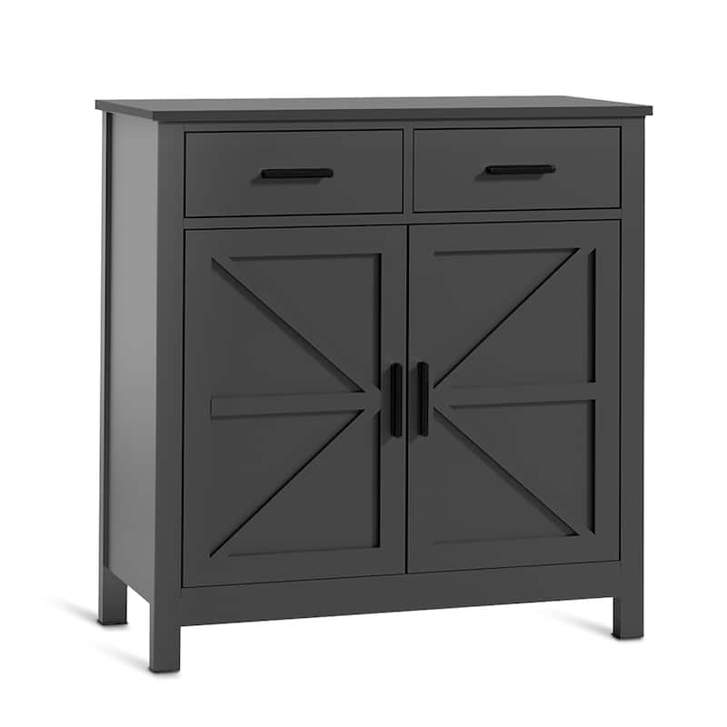 Kitchen Storage Cabinet with Drawers, Coffee Bar Cabinet with Barn Door, Buffet Sideboard with Adjustable Shelf