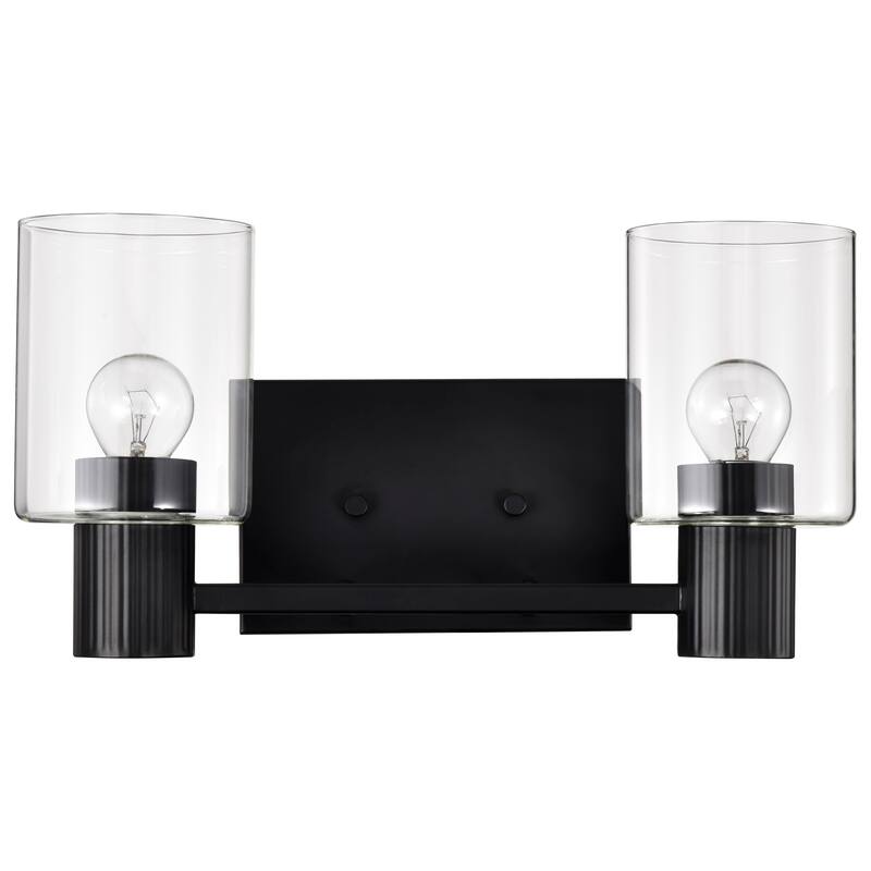 Clarksville 2 Light Vanity Matte Black with Clear Glass