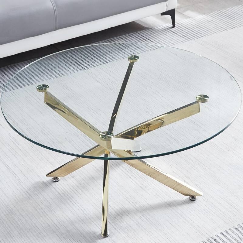 Modern Round Coffee Table with Chrome Legs