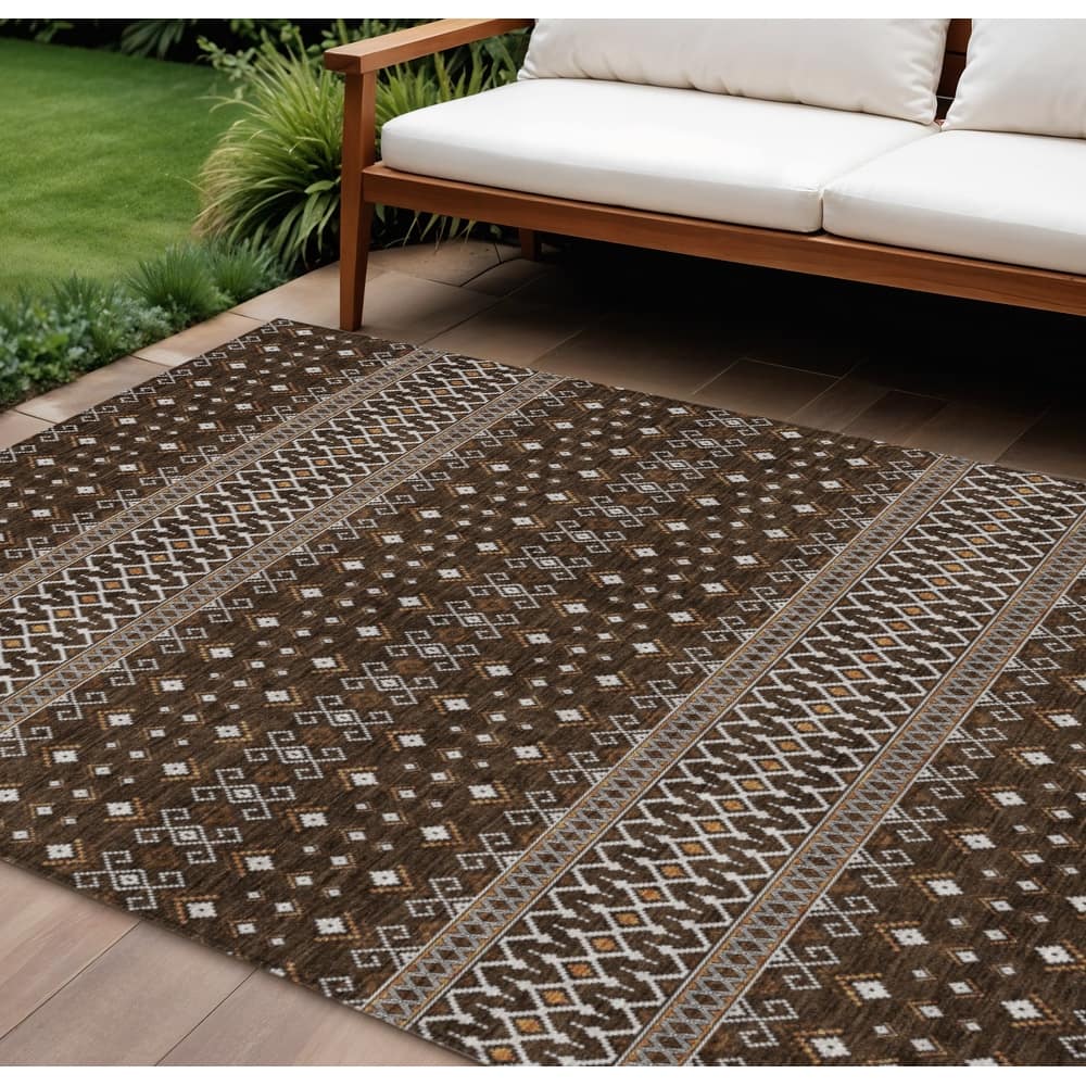 HomeRoots Tribal Transitional Rectangle Outdoor Rug