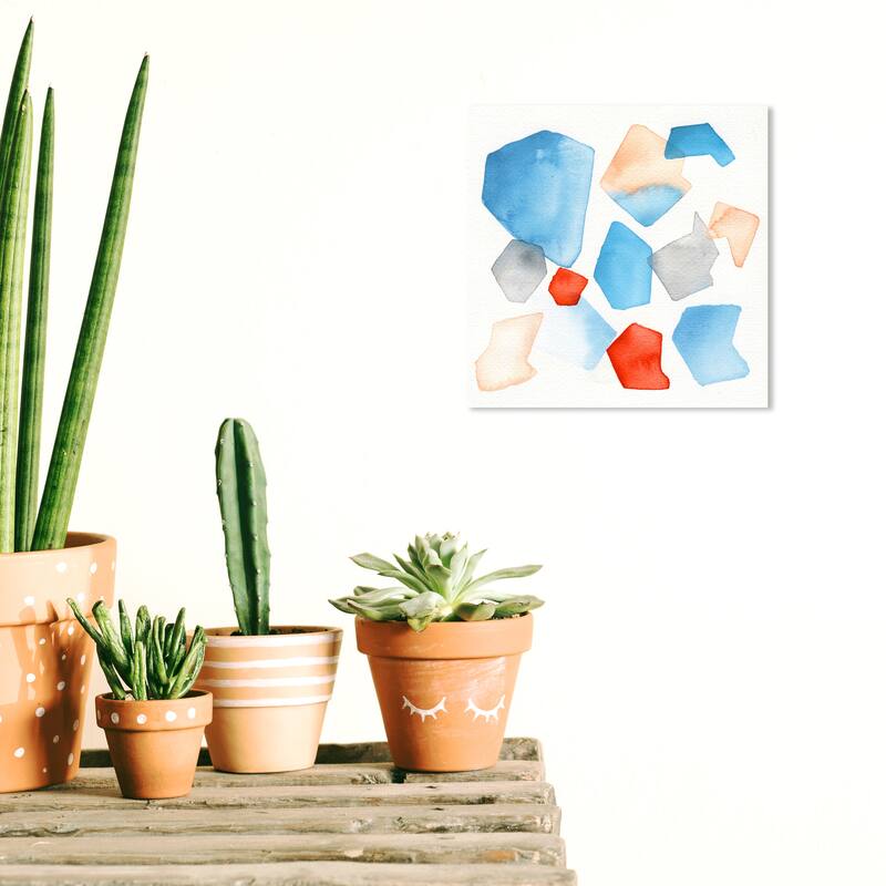 Wynwood Studio Prints Abstract The Life Aquatic White and Light Blue Modern & Contemporary Wall Art Canvas Print - 12 x 12