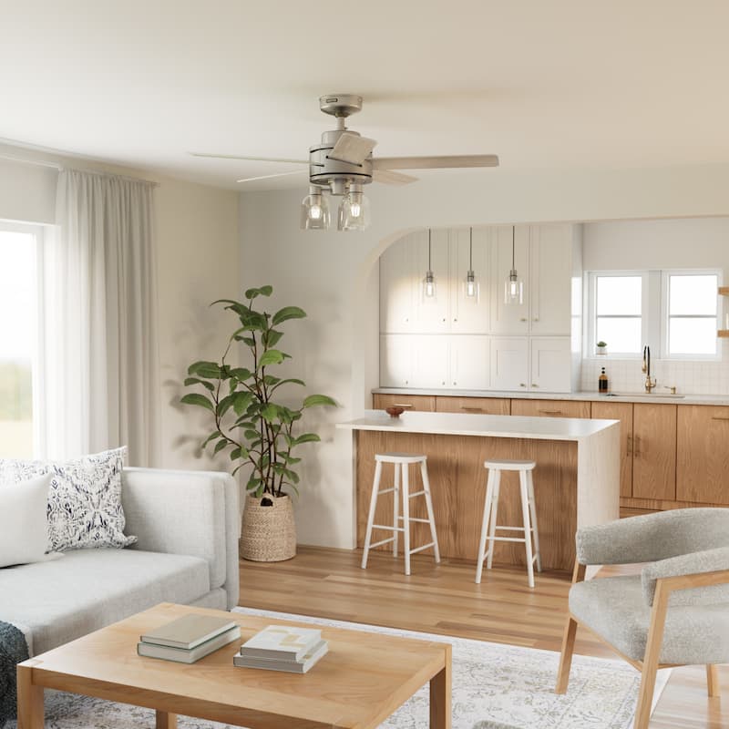 Hunter 52" Lochemeade Ceiling Fan with LED Light Kit and Handheld Remote - Modern, Contemporary - Exclusive SureSpeed!