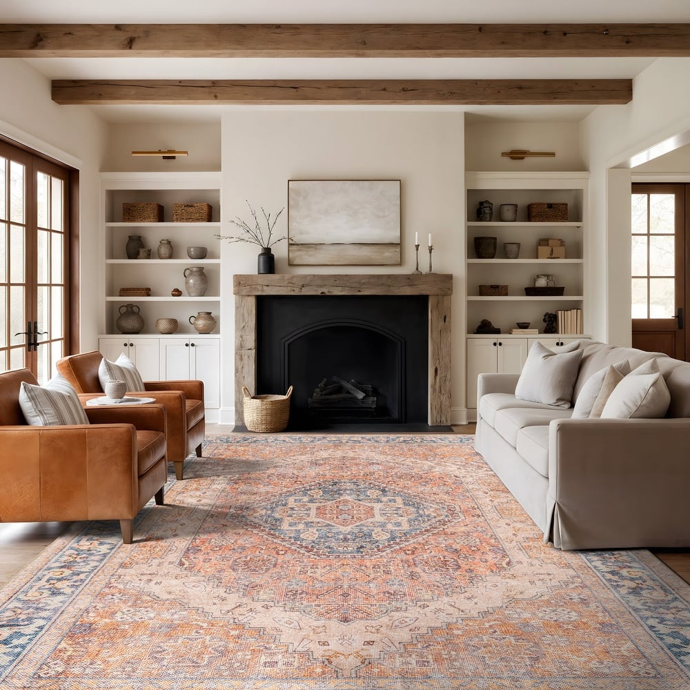 World Rug Gallery Medallion Flat Pile Washable Area Rug