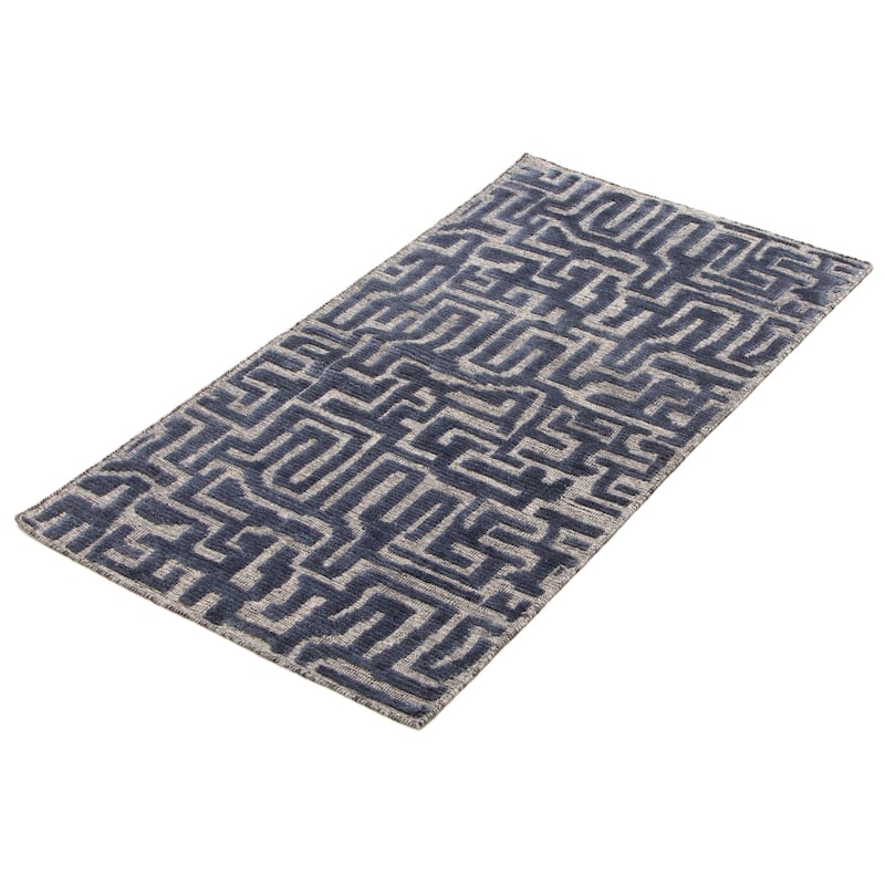 ECARPETGALLERY Hand-knotted Tangier Navy Wool Rug - 2'10 x 5'1
